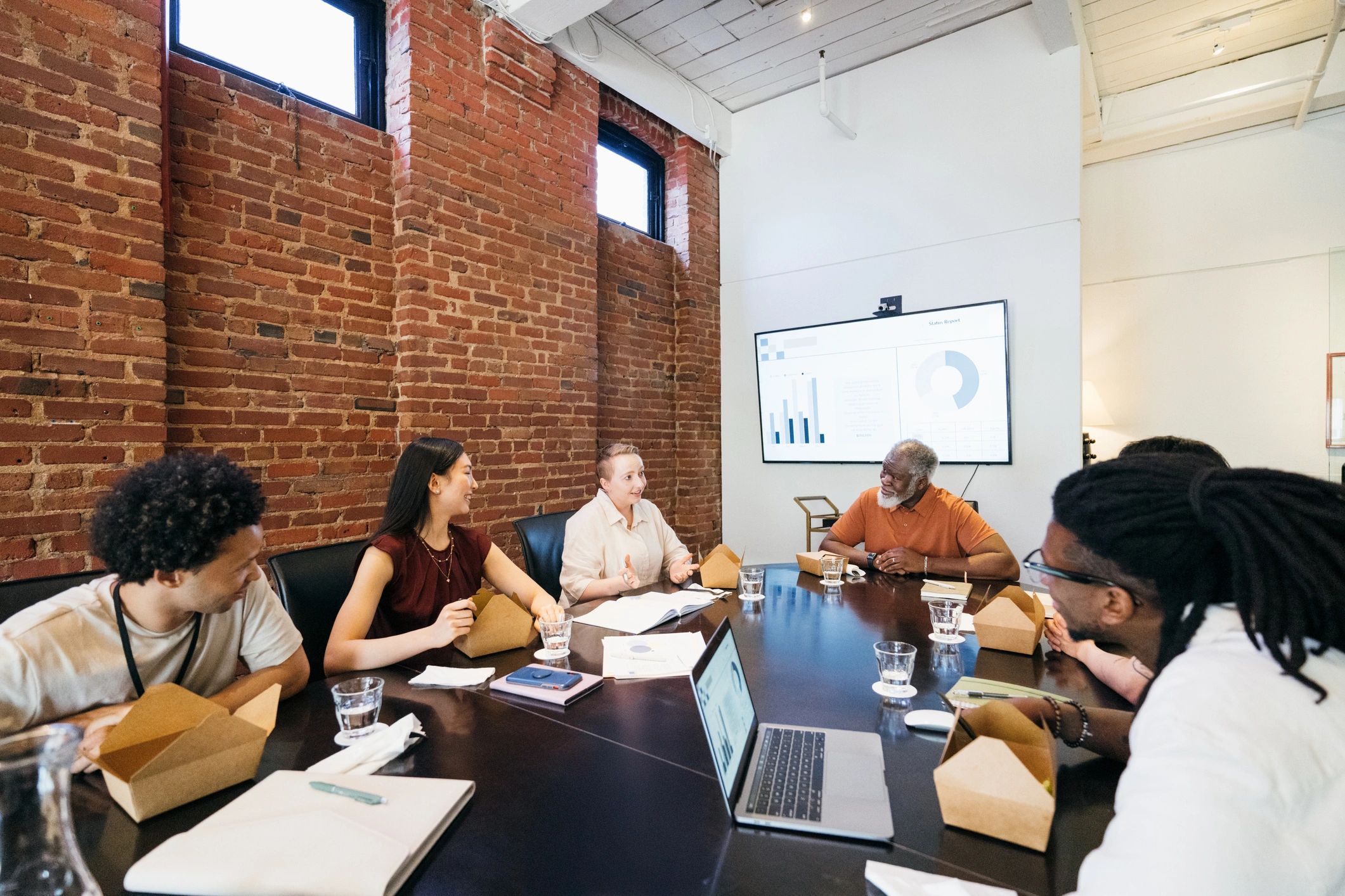 Business team meeting together in a boardroom